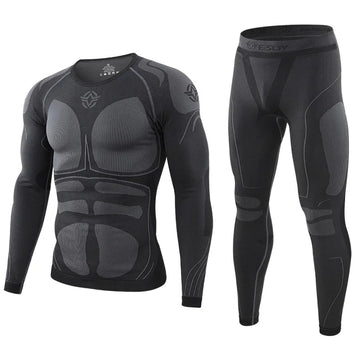 Men's Compression Shirt and Pants Set Long Sleeve Fitness Sportswear Black