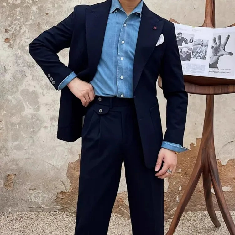 Ensemble deux pièces pour homme, blazer et pantalon, coupe slim, décontracté, tenue de travail, de soirée, de mariage