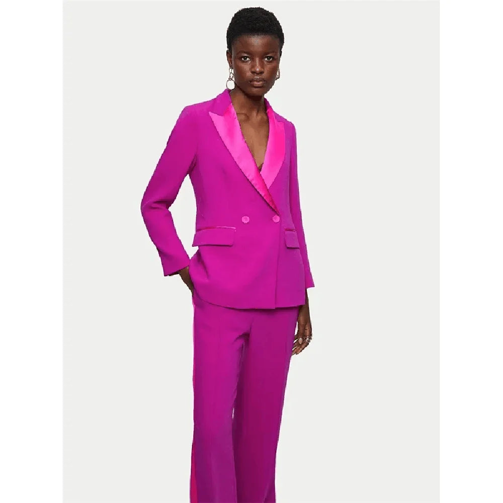 Costume pantalon rose pour mère de la mariée, robe de soirée croisée, sur mesure, tenue d'invité de mariage 