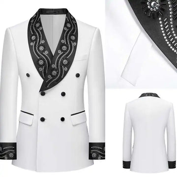 Luxury Men's Suits One Piece Double Breasted Slim Fit Peak Lapel Groom Blazers Wedding Tuxedos Customized Trajes Para Hombre