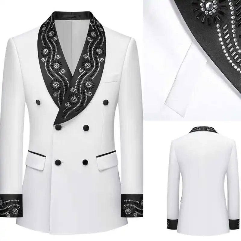 Luxury Men's Suits One Piece Double Breasted Slim Fit Peak Lapel Groom Blazers Wedding Tuxedos Customized Trajes Para Hombre