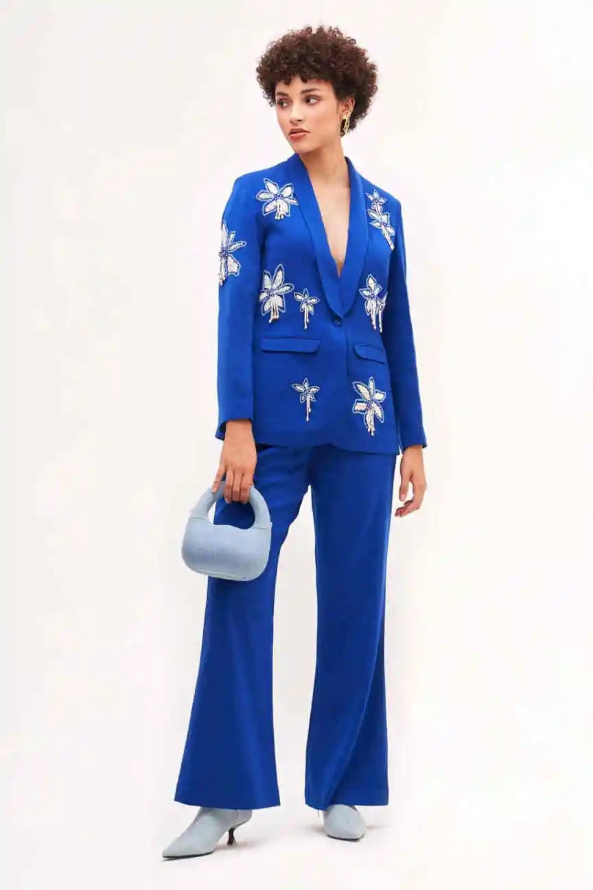 Fashion Customized 2 Pieces Women Suits Crystal Beadeds Office Ladies Work Classic Fit Birthday Party Outfits