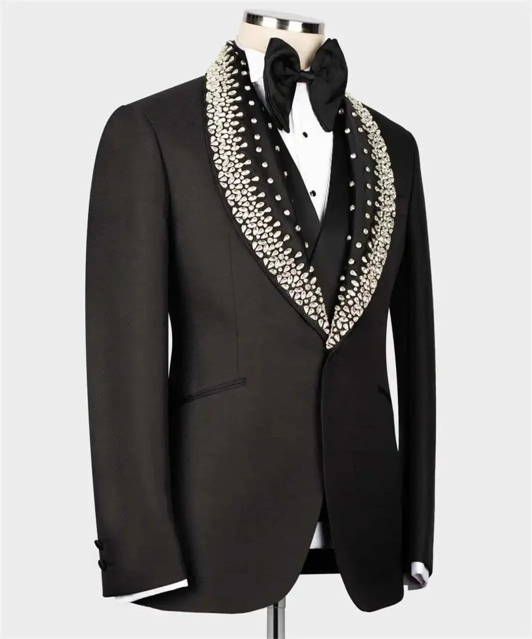 Luxury Wedding Groom Tuxedo with Crystal 3pcs Blazer Vest Pants Formal Party Business Host Birthday Tailor-made Men's Suits Set