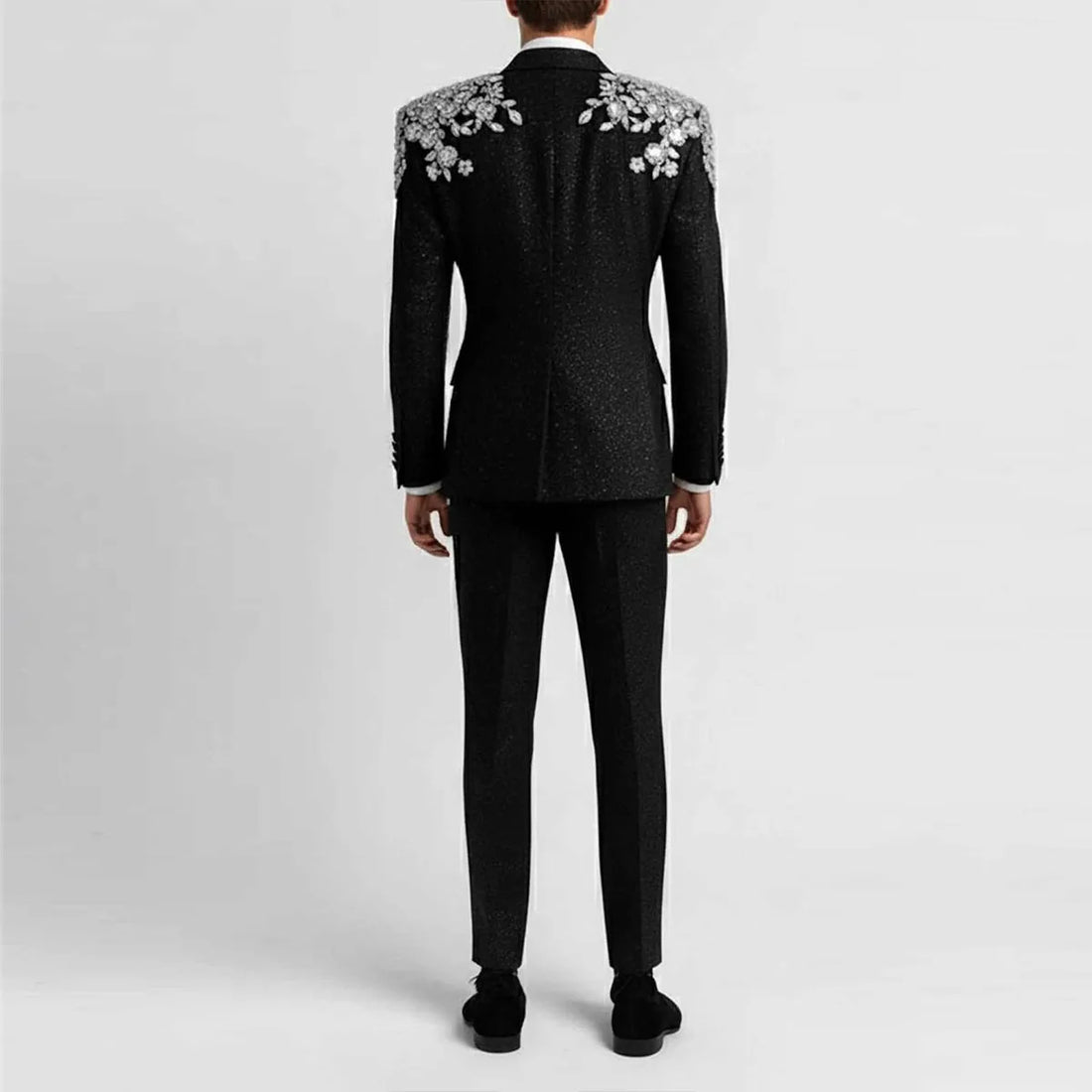 Customized Diamond Design Men Suit for Wedding 2 Pieces Sets Male Prom Blazer Sparkly Crystals Beaded Slim Trajes Para Hombre