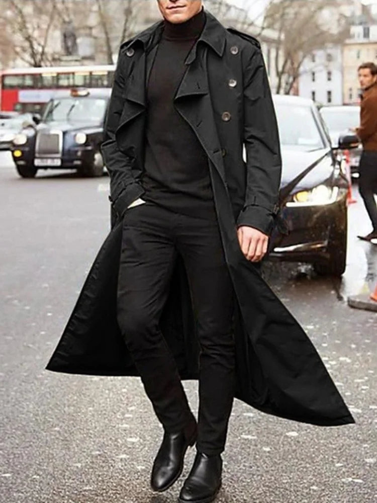 Streetwear Fashion Trench Men's Thin Coat Designer Overlong British Coats Man's Clothing with Epaulets Men's Jackets for Spring