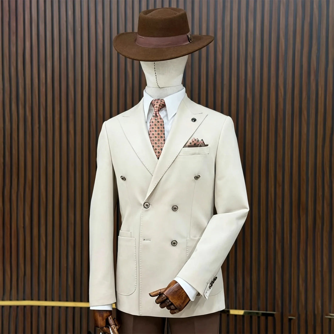 Formal Double Breasted Men Suits 2 Pieces Jacket Pants Peaked Lapel Business Wedding Groom Prom Custom Daily Male Blazer Sets