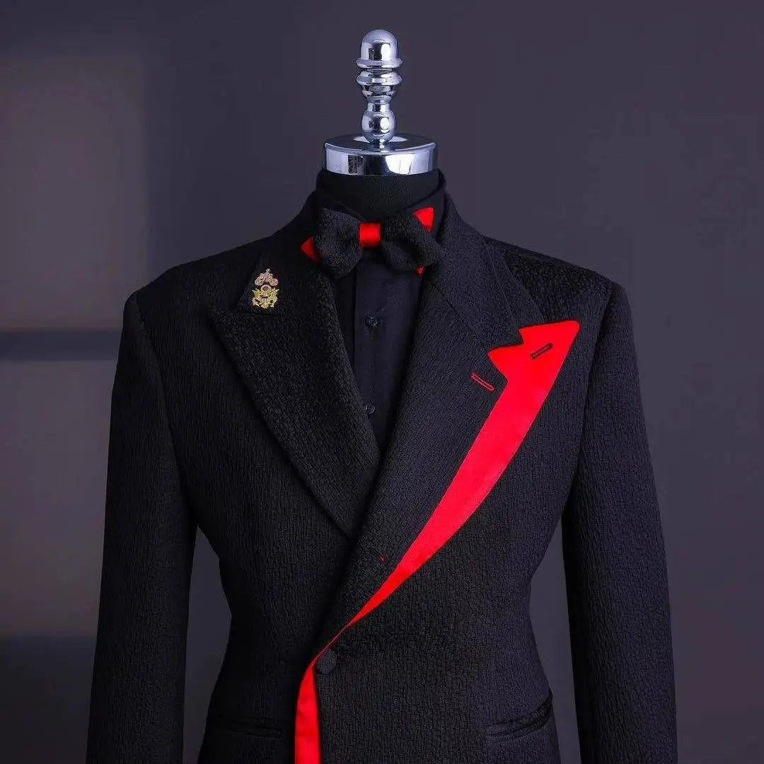 Classic Wedding Tuxedos Handsome Men Suits Peaked Lapel 2 Piece Set Jacket Vest Business Blazers Customized High Quality