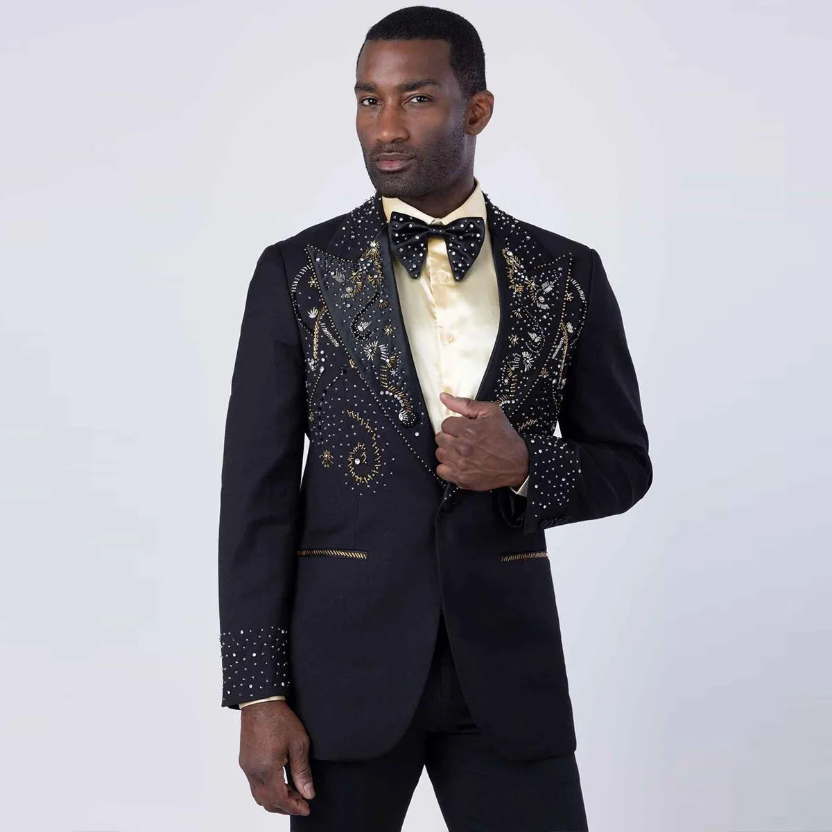 Customized Elegance Rhinestone Men Suits 2 Piece Sets Party Blazer Slim Fit Diamond High Quality Formal Groom Tuxedos