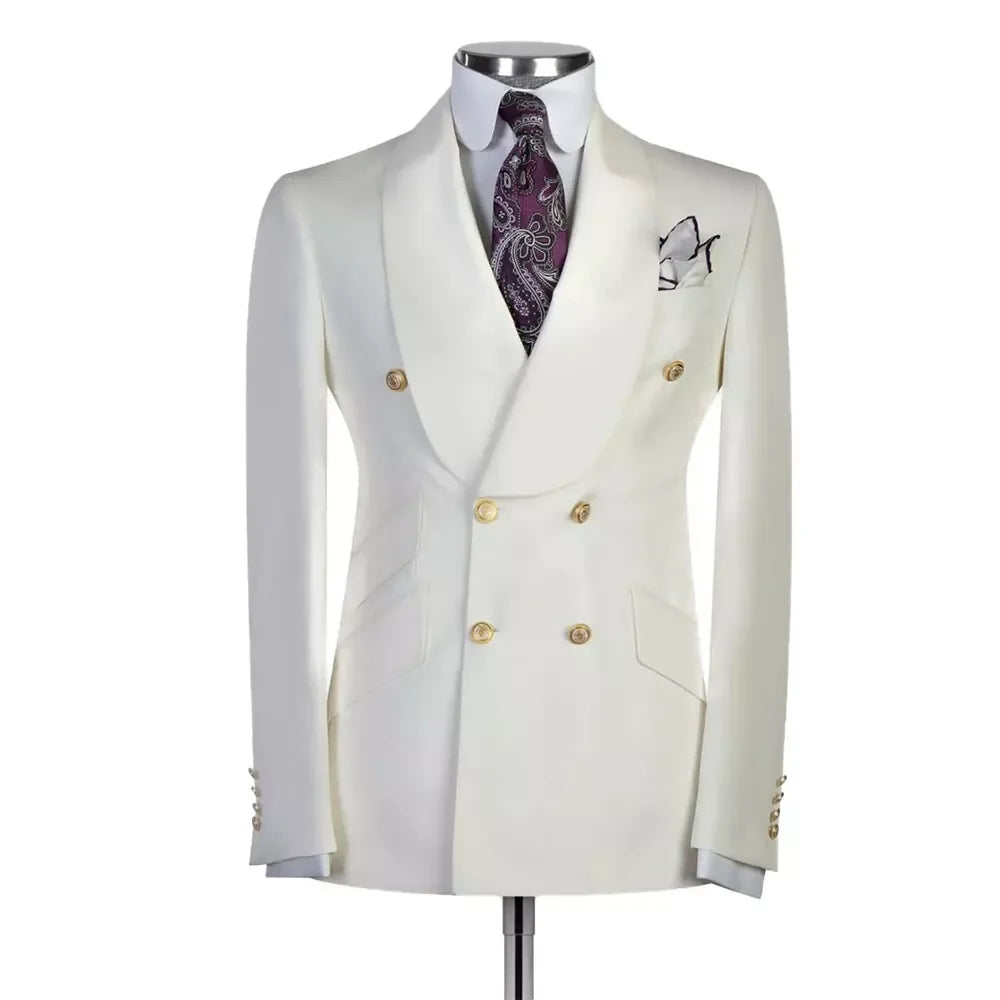 Classic Men Suits for Wedding Shawl Lapel Blazer One Piece Double Breasted Tuxedo Groom Coat Customized Only Jacket