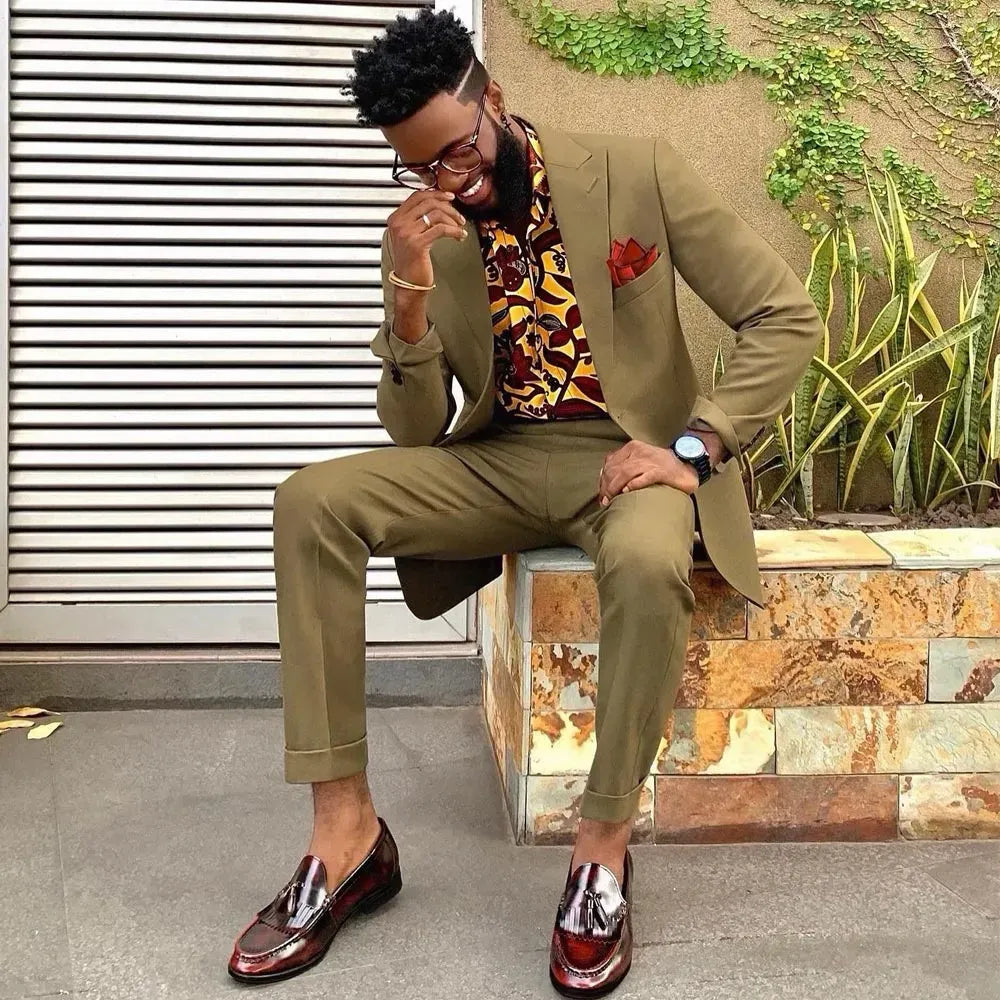 Smokings de mariage pour garçons d'honneur, costumes slim fit pour hommes, ensembles 2 pièces, blazers, costume formel à revers pointu avec veste et pantalon 