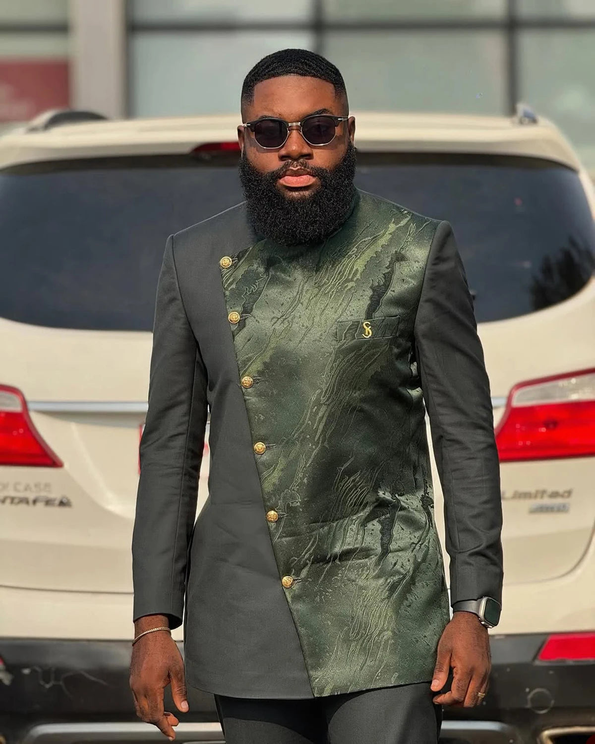 Muslim Men Suits Tailor-Made 2 Pieces Jacquard Jacket Evening Prom Party Blazer The Middle East Groom Customized Coat Pants