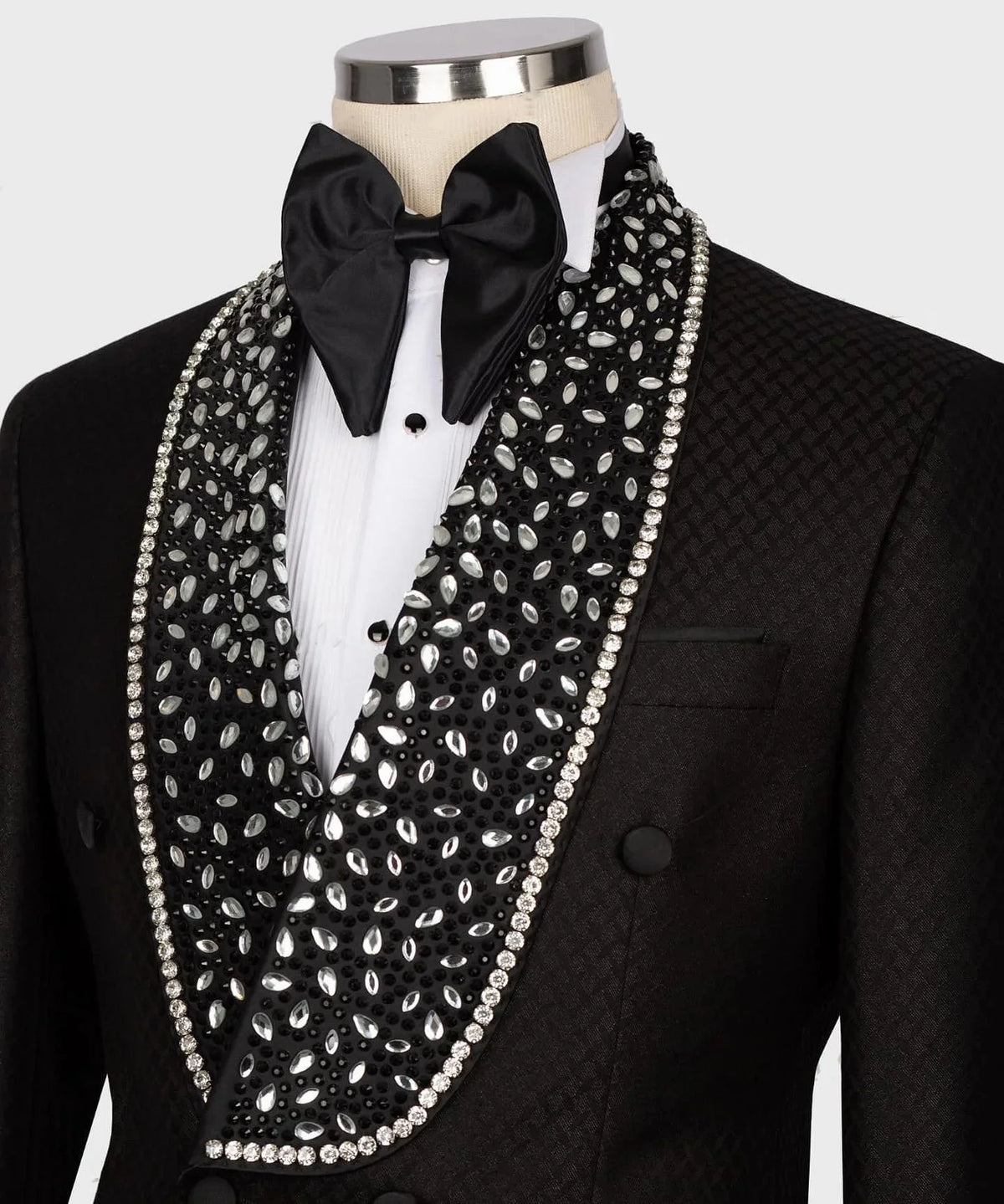 Vintage Men's Suit Rhinestone Shawl Lapel Blazer One Pieces Set Coat with Belt Beaded Prom Formal Occasion Customized Jacket