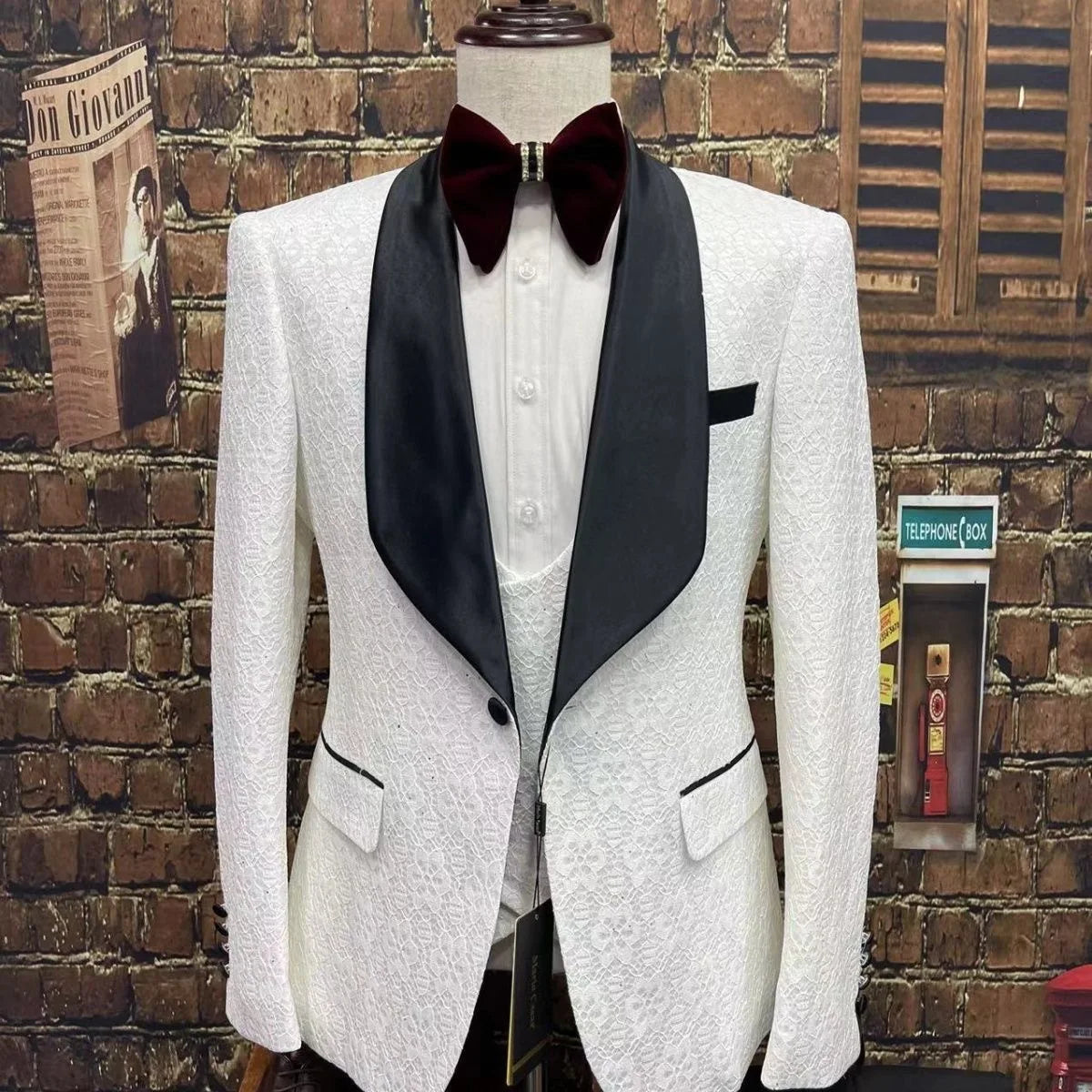Formal Floral Men's Suit Wedding Groom Tuxedo Three Piece Black Party Dress Slim Fit Design Elegant Men's Suit Suits for Men