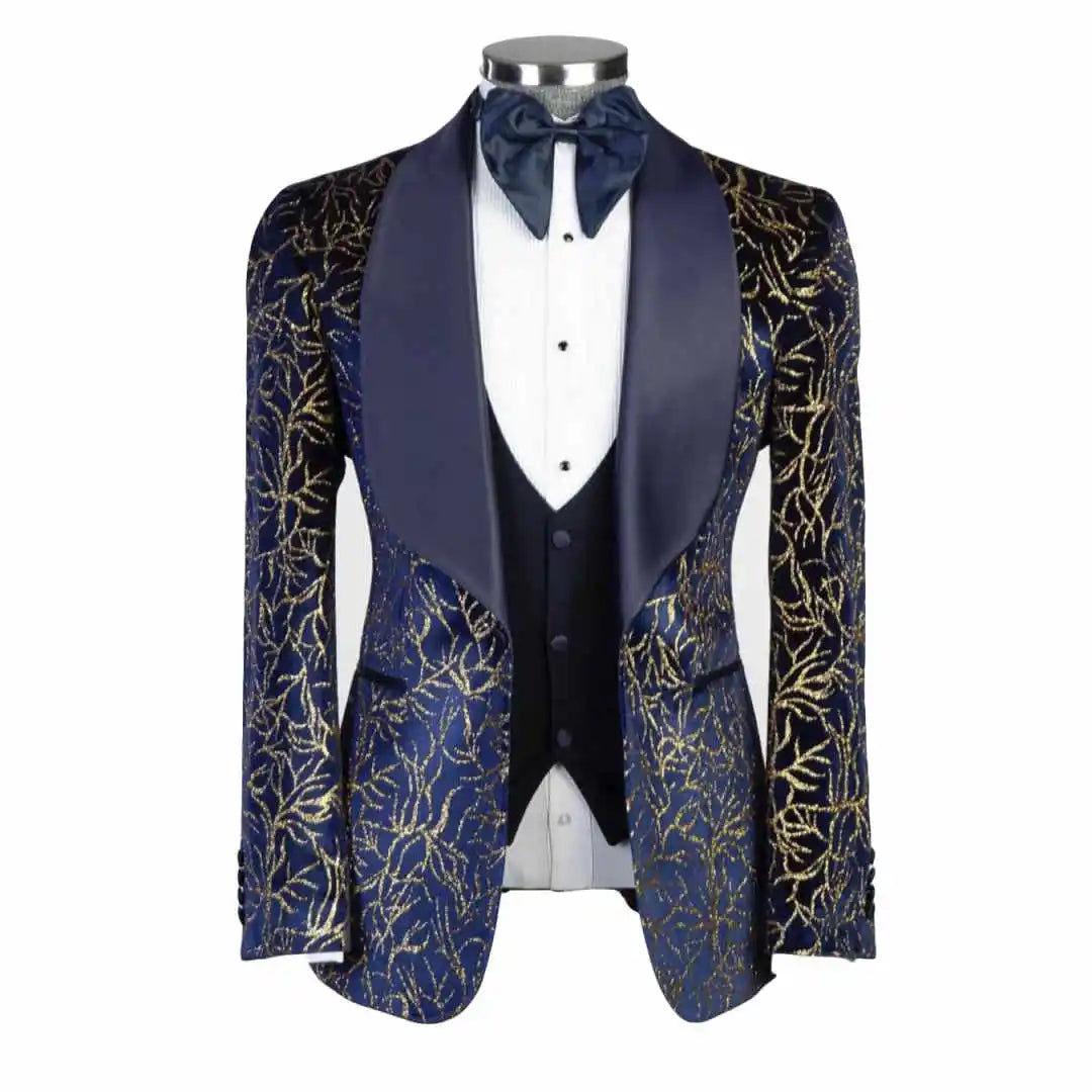 Glitter Men's Suits Single Breasted Crystal Beading 2 Pieces Jacket Pants Groom Wedding Tuxedo Leisure Party Banquet Customized