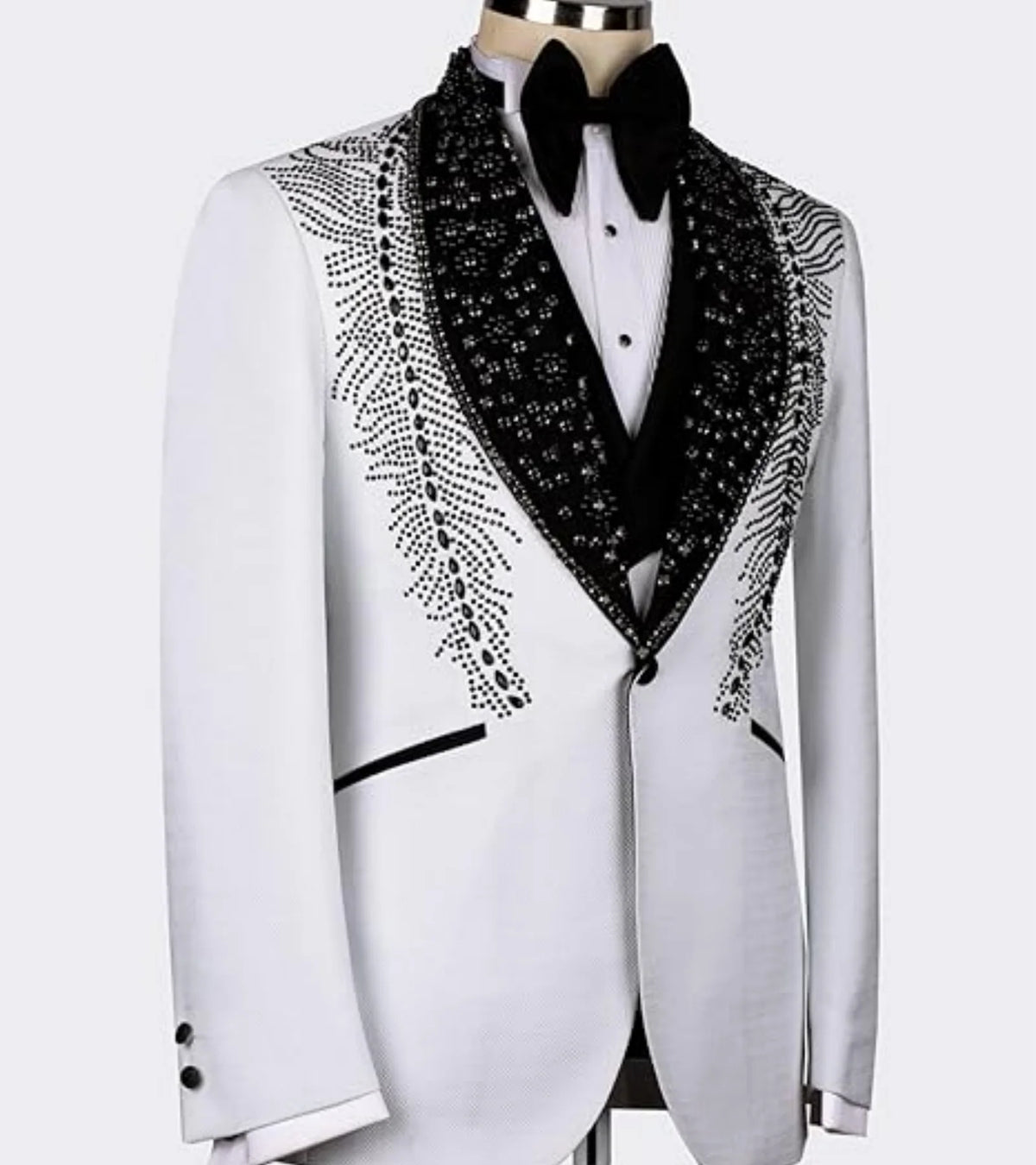 Elegant Men Suits Slim Fit Rhinestone Shawl Lapel Customized Groom Wedding Tuxedos 3 Pieces Sets Male Blazers