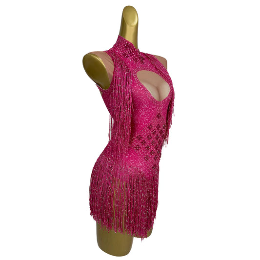 Body de discothèque à strass brillants et pompons pour femme, justaucorps extensible et moulant, tenue de danse sur scène, tenue de pole dance 