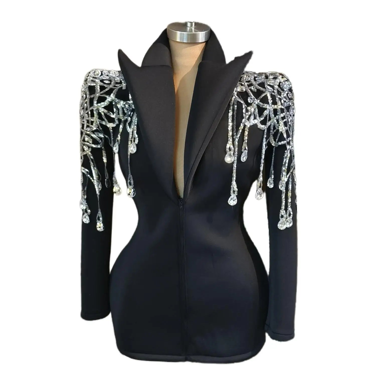 Veste en cristal à paillettes brillantes, tenue de scène sexy, robes de bar, de chanteur, de DJ, de discothèque, de jazz, de spectacle
