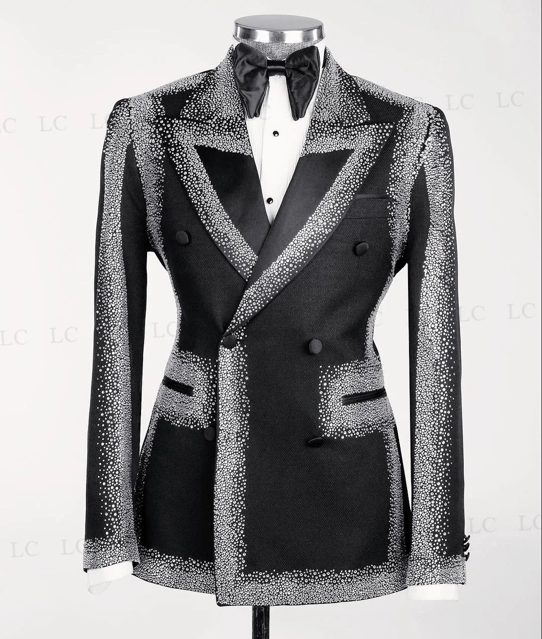 Costume 2 pièces brillant avec blazer et pantalon à un bouton pour homme, smoking, perles, mode, tenue de soirée, bal, mariage, marié, grande taille, personnalisé