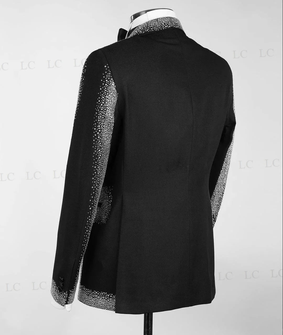 Costume 2 pièces brillant avec blazer et pantalon à un bouton pour homme, smoking, perles, mode, tenue de soirée, bal, mariage, marié, grande taille, personnalisé