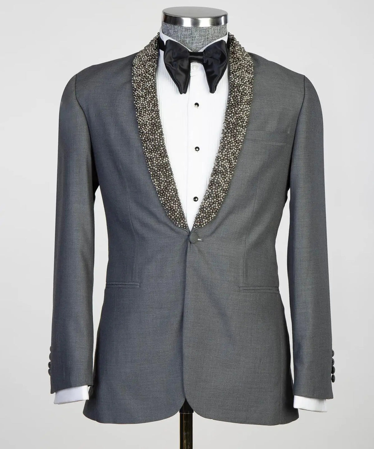 Ensemble de costume élégant pour homme avec perles argentées – Blazer élégant à revers transparent pour bal, mariage et événements formels – Options de taille plus sur mesure disponibles