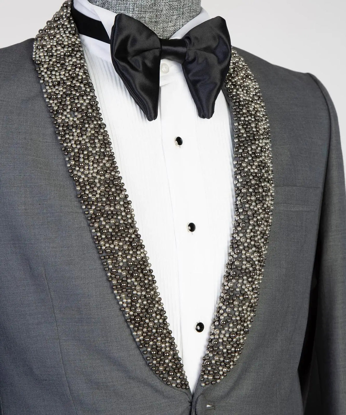 Ensemble de costume élégant pour homme avec perles argentées – Blazer élégant à revers transparent pour bal, mariage et événements formels – Options de taille plus sur mesure disponibles