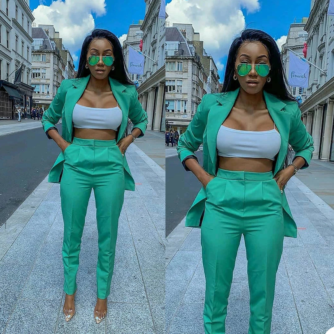 Simple Dresses Notched Lapel Custom Made Blazer Sexy Power Party Suits 2 Pieces Set