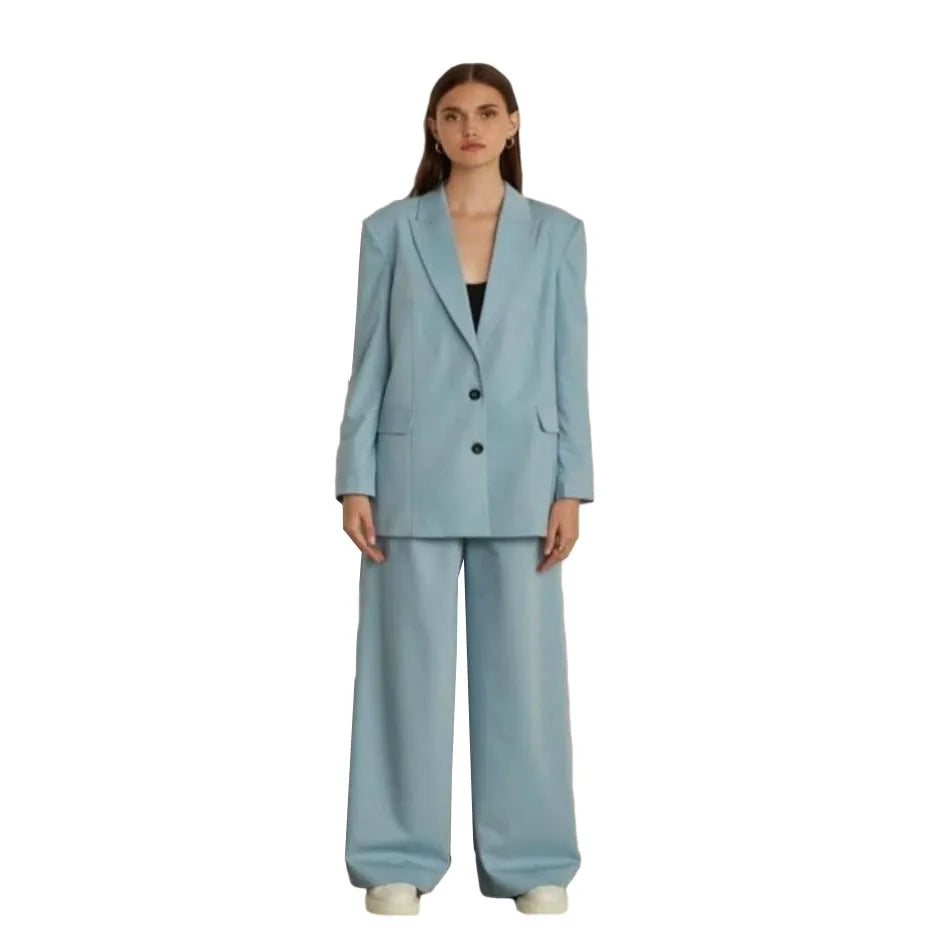 Traje de chaqueta SimpleYoung Lady de 2 piezas, con solapa de pico, de un solo pecho, holgado, a medida, con pantalones anchos y vestido informal.