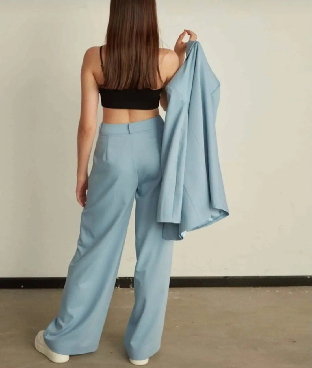 Traje de chaqueta SimpleYoung Lady de 2 piezas, con solapa de pico, de un solo pecho, holgado, a medida, con pantalones anchos y vestido informal.