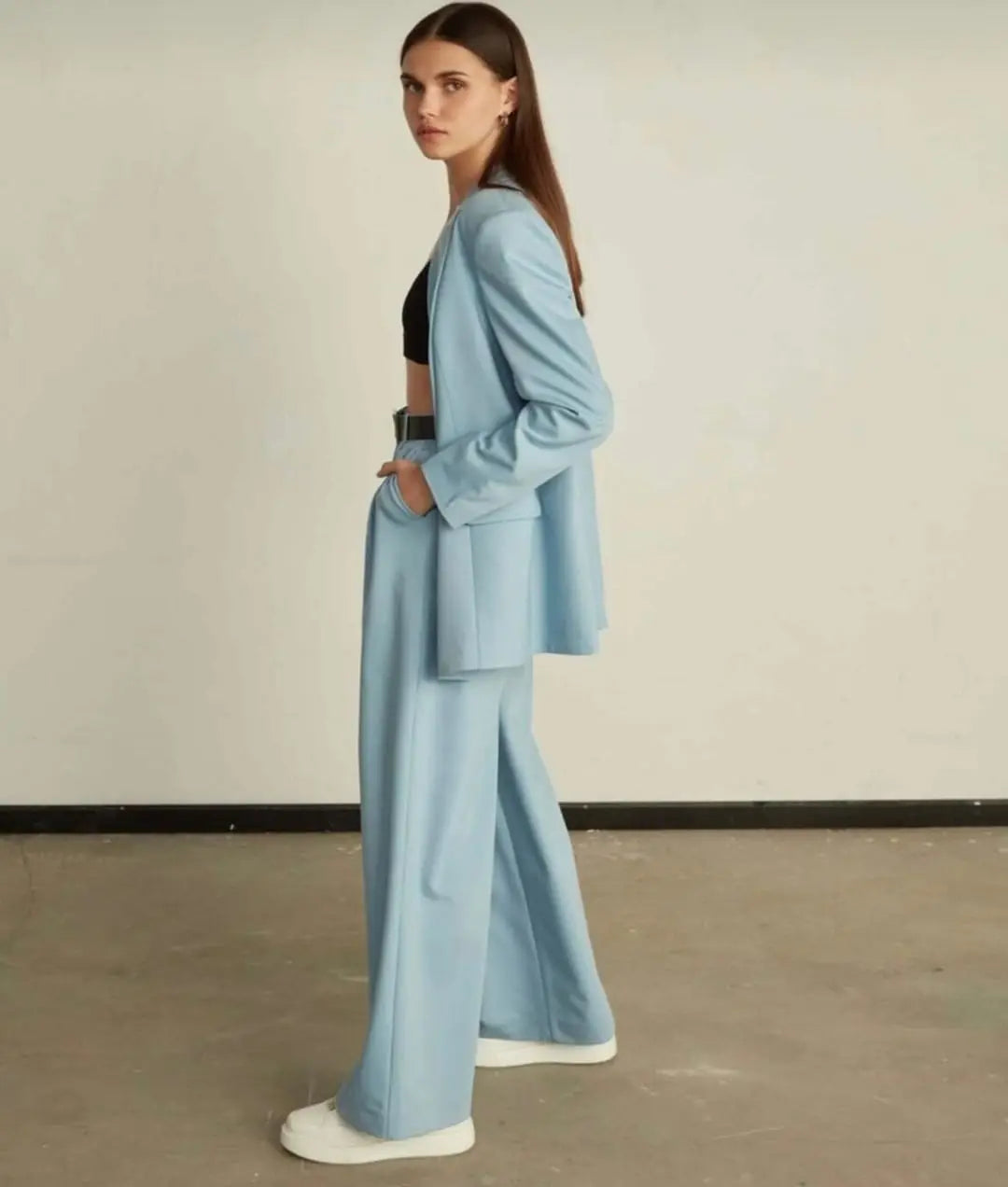 Traje de chaqueta SimpleYoung Lady de 2 piezas, con solapa de pico, de un solo pecho, holgado, a medida, con pantalones anchos y vestido informal.
