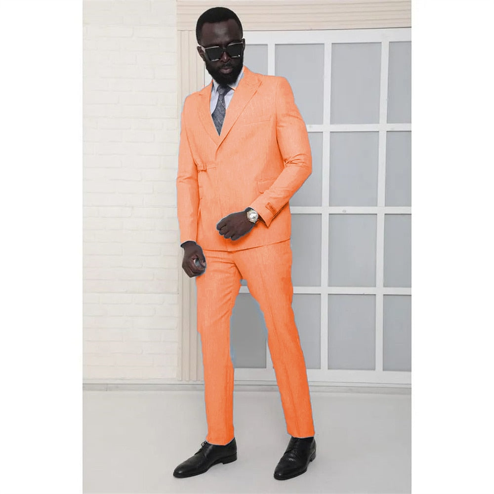 Sky Blue Blazer Sets 2 Pieces Groom Tuxedo Coats Pants Formal