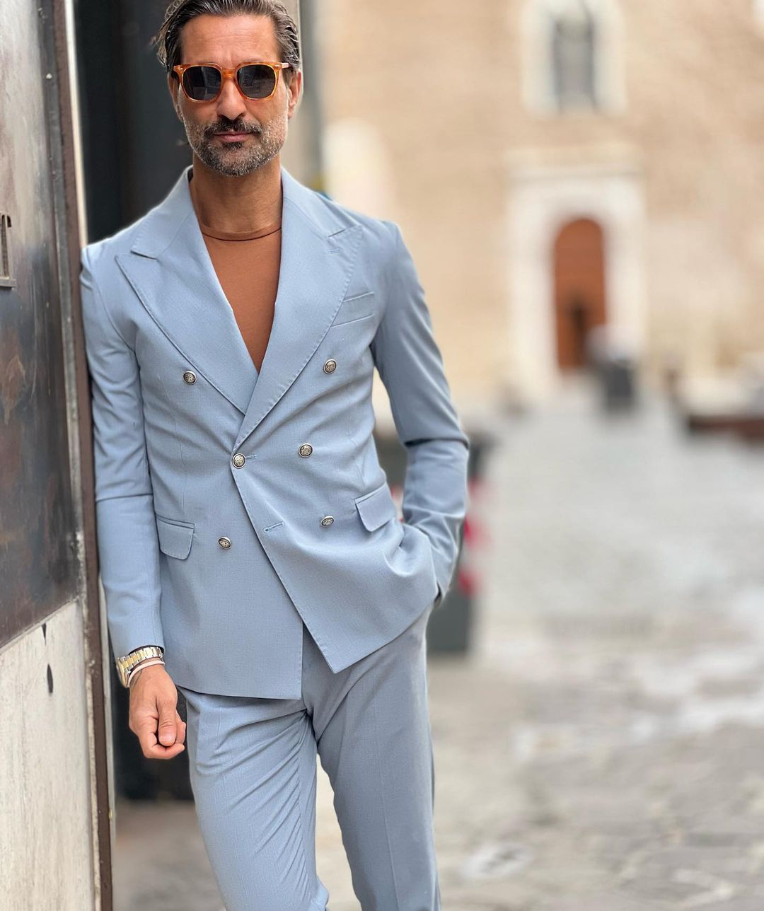 Costume classique bleu ciel pour homme, croisé, deux pièces, veste et pantalon sur mesure, costume de créateur pour occasion formelle 