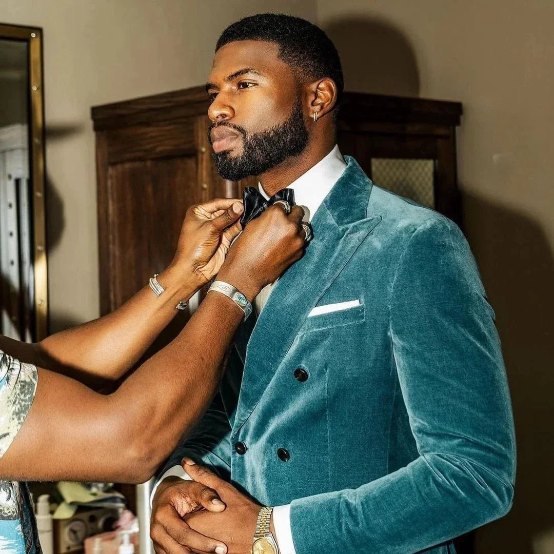 Costume de mariage coupe cintrée pour homme, smoking croisé, bal de promo, garçons d'honneur, Erno, 2 pièces, revers en pointe, blazer en velours