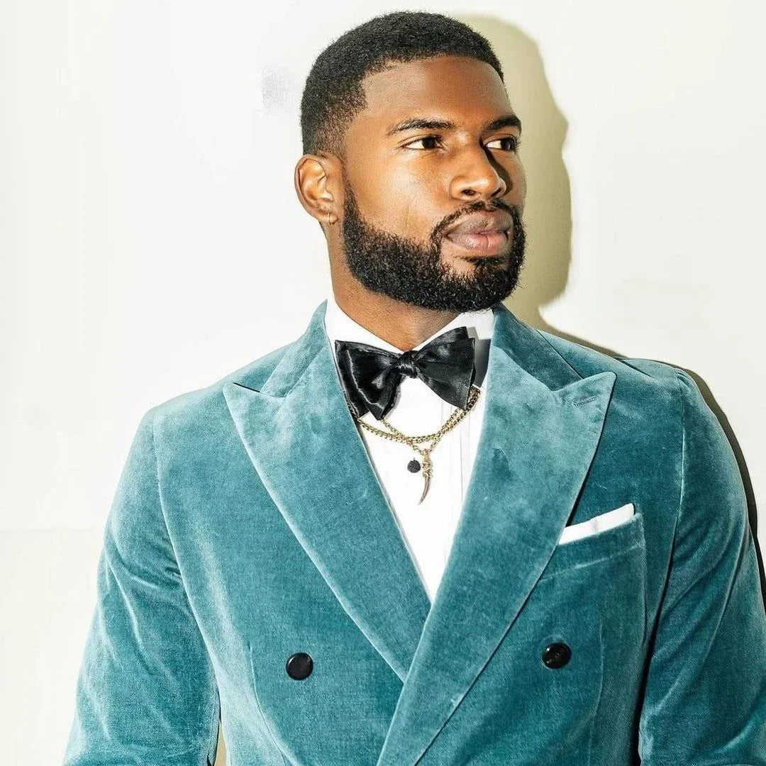 Costume de mariage coupe cintrée pour homme, smoking croisé, bal de promo, garçons d'honneur, Erno, 2 pièces, revers en pointe, blazer en velours