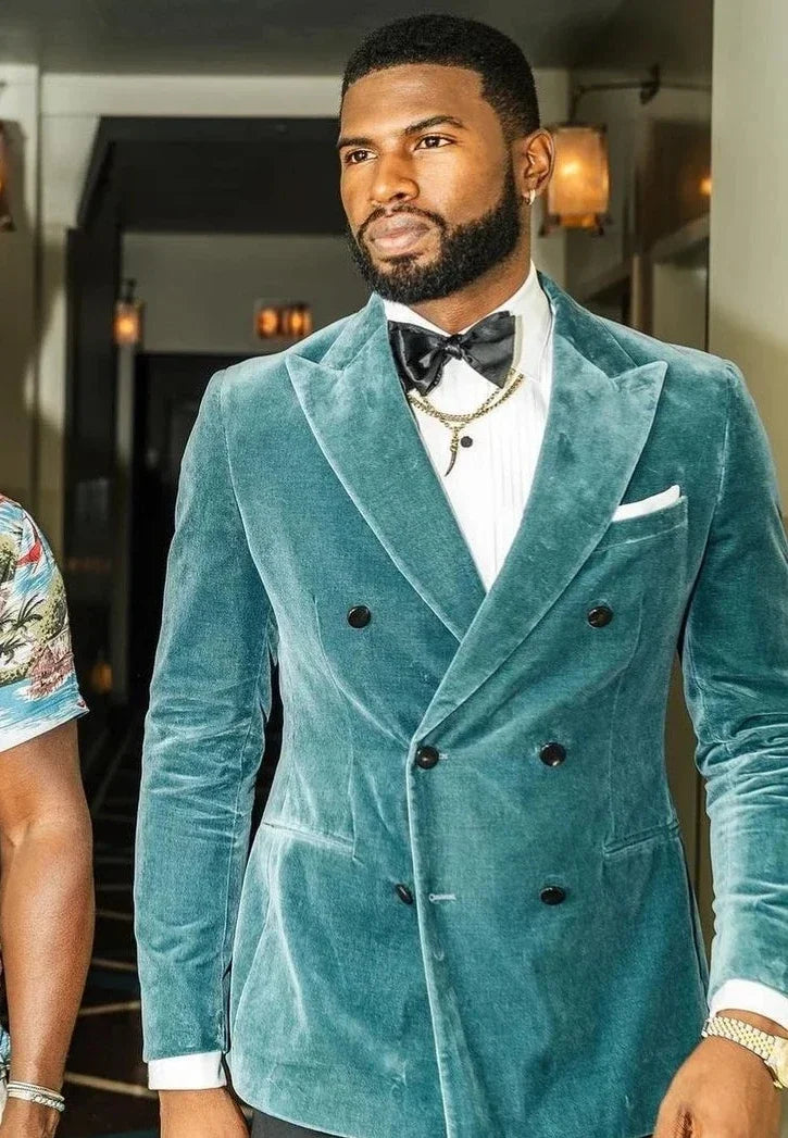 Costume de mariage coupe cintrée pour homme, smoking croisé, bal de promo, garçons d'honneur, Erno, 2 pièces, revers en pointe, blazer en velours