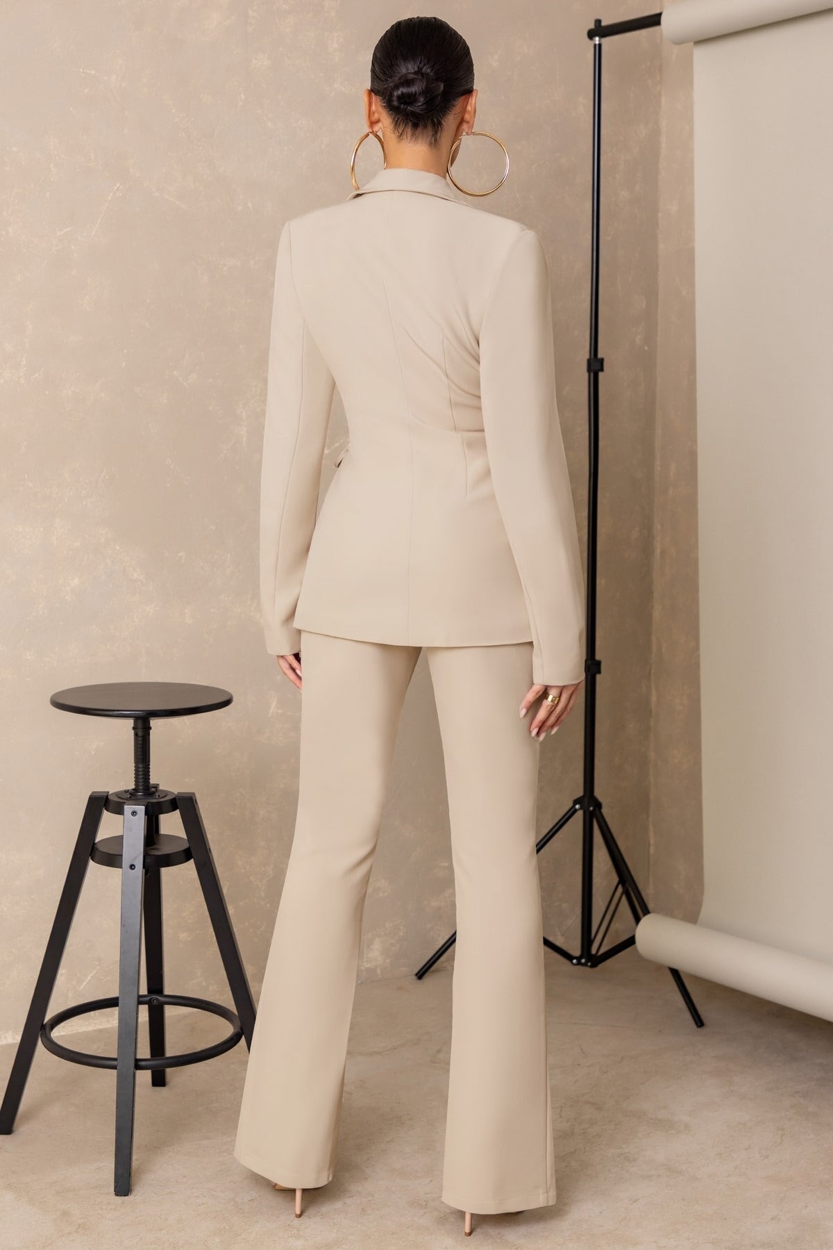 Trajes de pantalón ajustados para madre de la novia, color caramelo, para mujer, para fiesta de noche, blazer, pantalones acampanados, 2 piezas 