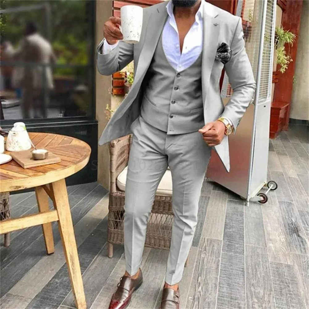 Costume de mariage 3 pièces coupe cintrée pour homme, smoking de marié, costume de bal formel, costume décontracté pour homme 