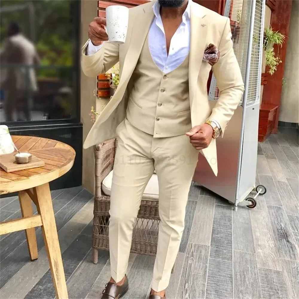 Costume de mariage 3 pièces coupe cintrée pour homme, smoking de marié, costume de bal formel, costume décontracté pour homme 