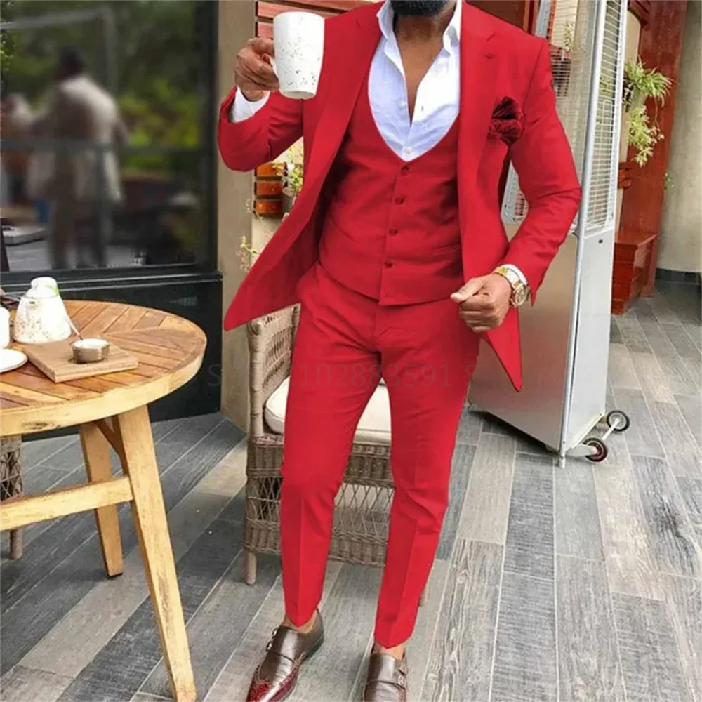 Costume de mariage 3 pièces coupe cintrée pour homme, smoking de marié, costume de bal formel, costume décontracté pour homme 