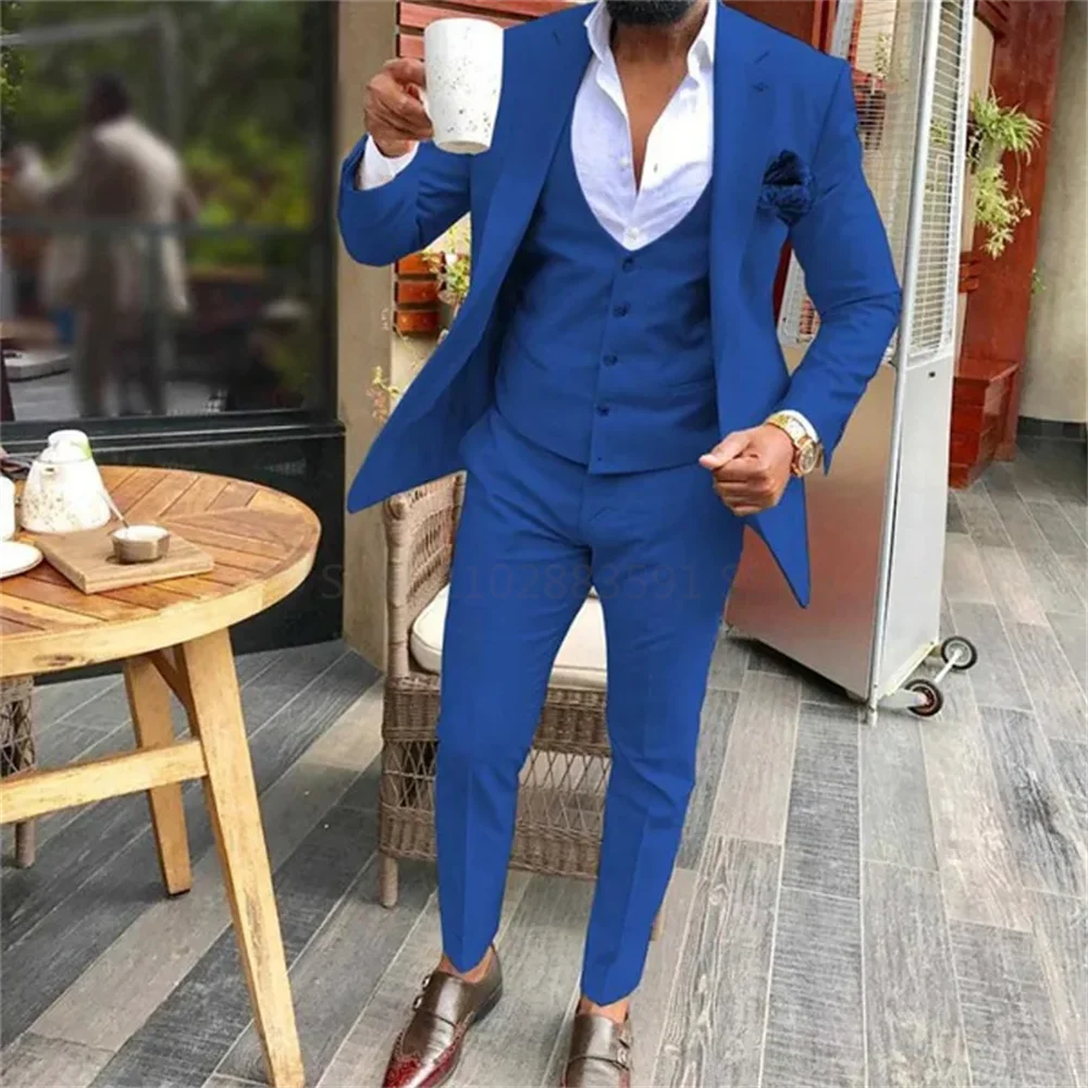 Costume de mariage 3 pièces coupe cintrée pour homme, smoking de marié, costume de bal formel, costume décontracté pour homme 