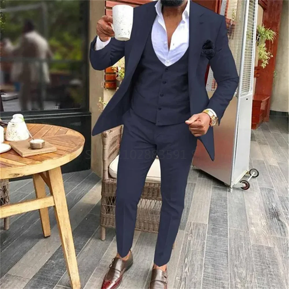 Costume de mariage 3 pièces coupe cintrée pour homme, smoking de marié, costume de bal formel, costume décontracté pour homme 