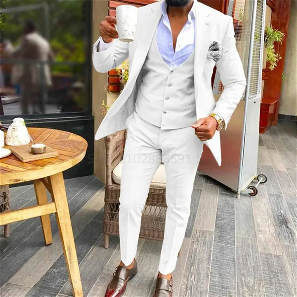 Costume de mariage 3 pièces coupe cintrée pour homme, smoking de marié, costume de bal formel, costume décontracté pour homme 