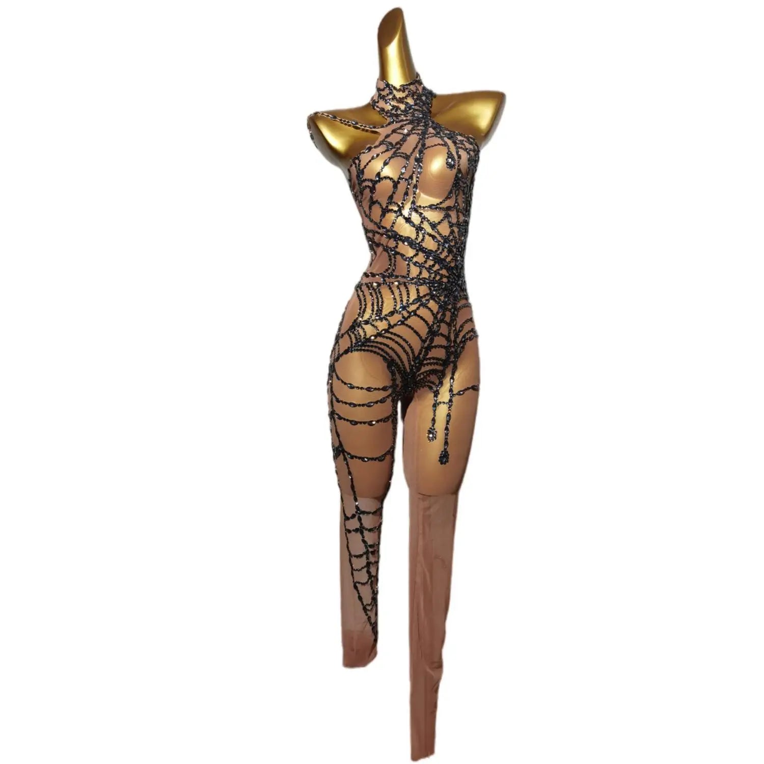 Combinaison extensible à diamants scintillants pour femme, tenue de danse sans manches, tenue de fête, d'anniversaire, de scène 