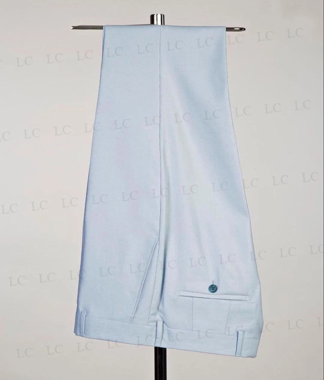 Men's Light Blue Tuxedo Jacket with Multicolor Jewel Embellishments and Bow Tie