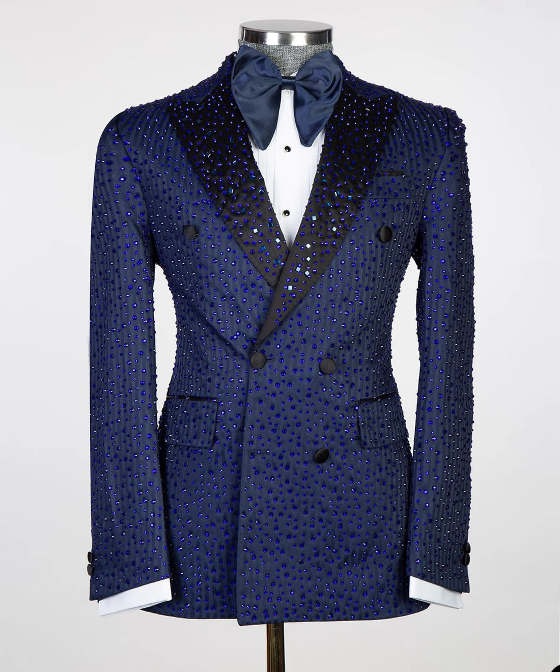 Trajes de boda para hombre brillantes, esmoquin con solapa de pico y cuentas de cristal, 2 piezas (blazer + pantalón), para fiesta de graduación o noche, hechos a medida.