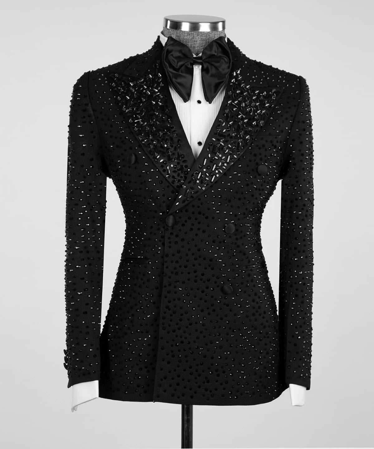 Sparkly Men Wedding Suits Peaked Lapel Tuxedos Beads Crystal 2 Pcs (Blazer+Pants) Prom Evening Party Custom Made