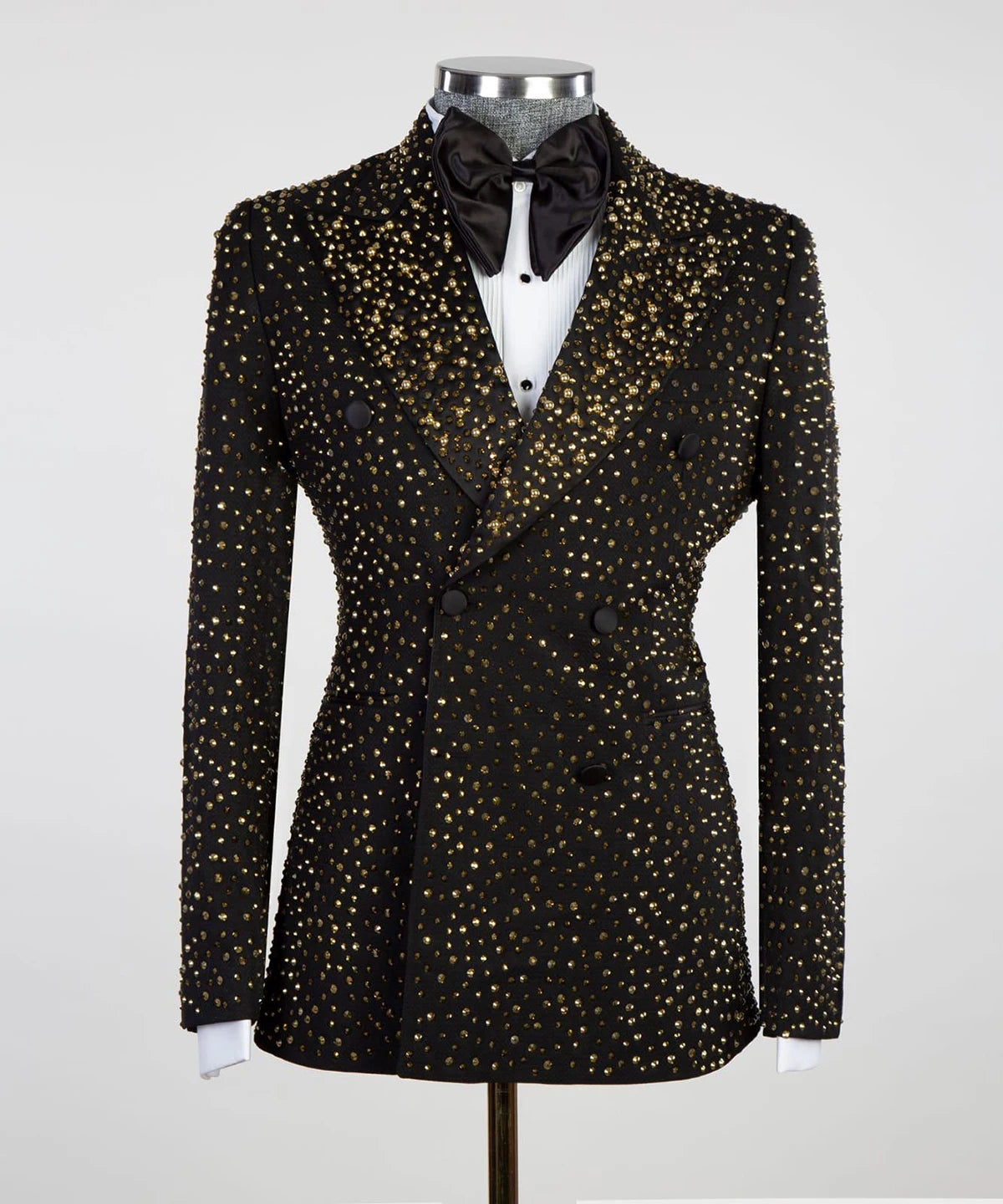 Sparkly Men Wedding Suits Peaked Lapel Tuxedos Beads Crystal 2 Pcs (Blazer+Pants) Prom Evening Party Custom Made