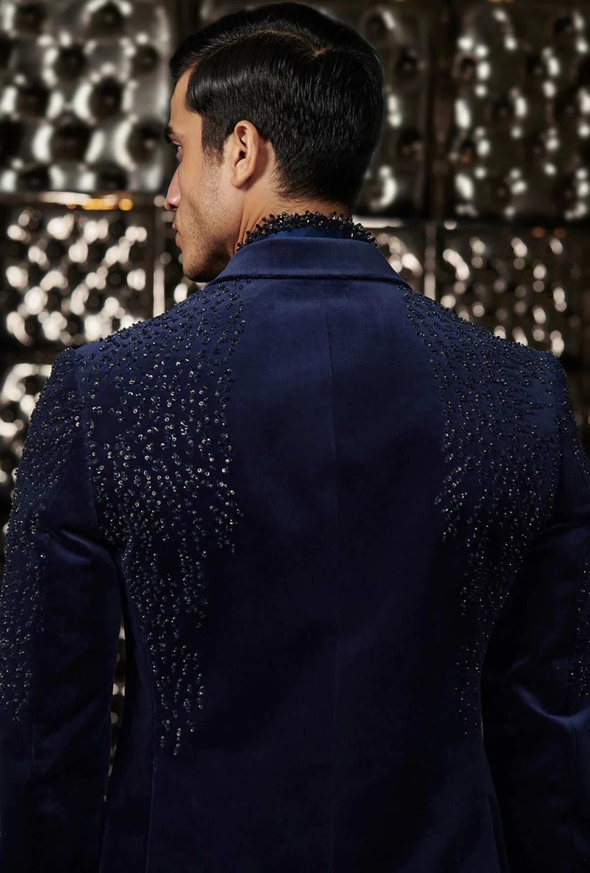 Trajes de boda brillantes para hombre, con lentejuelas y solapa de pico, para el novio, para el baile de graduación, personalizables, 2 piezas, chaqueta y pantalón. 