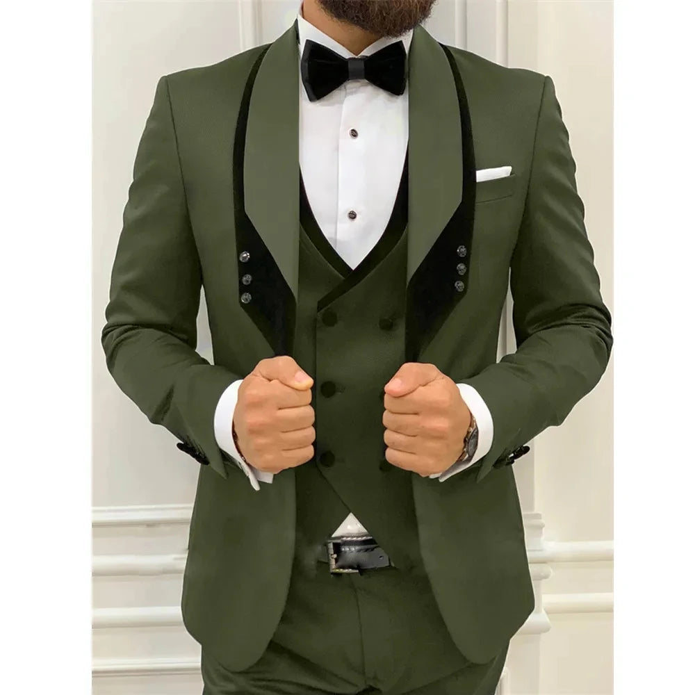 Costume 3 pièces pour homme, coupe cintrée, costume de bal de mariage, veste de marié, gilet, pantalon, smoking, blazer sur mesure 