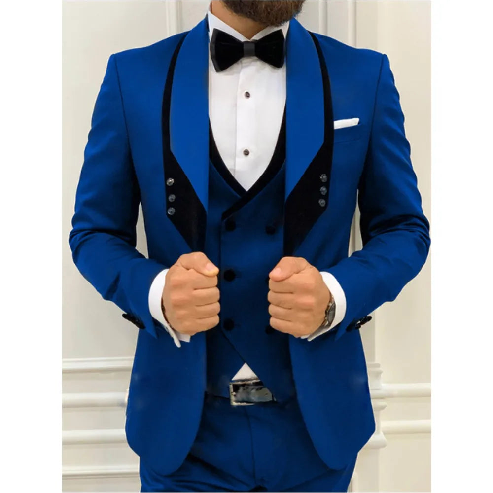 Costume 3 pièces pour homme, coupe cintrée, costume de bal de mariage, veste de marié, gilet, pantalon, smoking, blazer sur mesure 