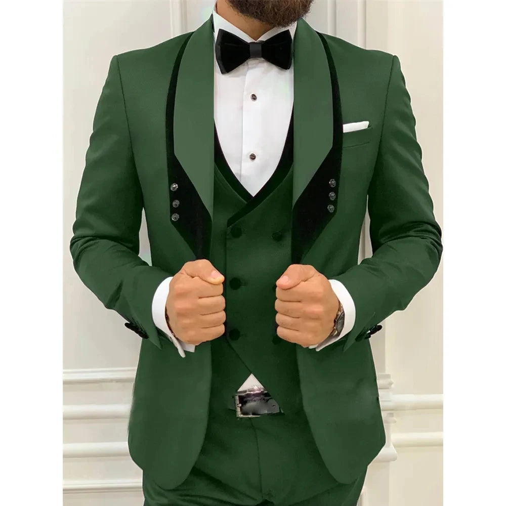 Costume 3 pièces pour homme, coupe cintrée, costume de bal de mariage, veste de marié, gilet, pantalon, smoking, blazer sur mesure 